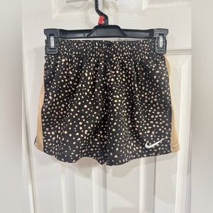 Nike Girl’s Black and Tan Polka Dot running shorts